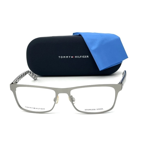 TOMMY HILFIGER TH1067 DPG Silver Black / Demo Lens 52mm Eyeglasses - Picture 2 of 4
